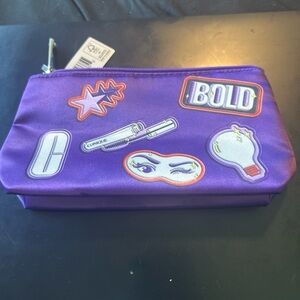Clinique purple zippered cosmetic pouch